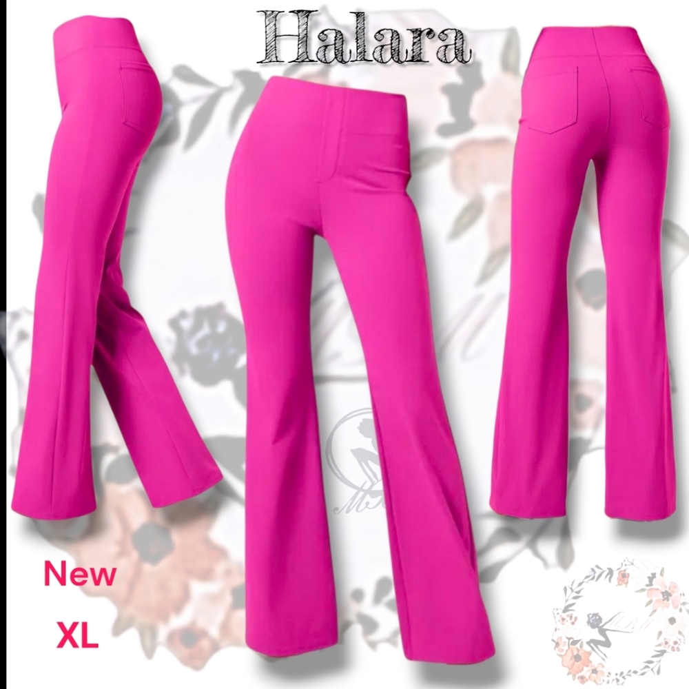 Halara Flex Sculpt Knit High Waist Pink Flare Pants w/pockets  XL NWOT